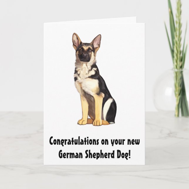 Tarjeta Felicitaciones a tu nuevo perro pastor alemán (Anverso)