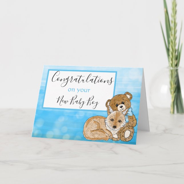 Tarjeta Felicitaciones a tu Recién nacido Boy (Anverso)