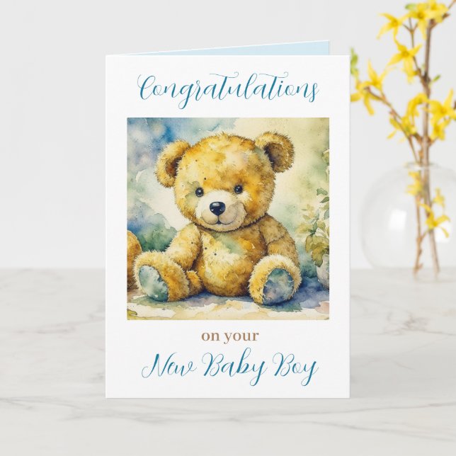 Tarjeta Felicitaciones a tu Recién nacido Boy (flor amarilla)
