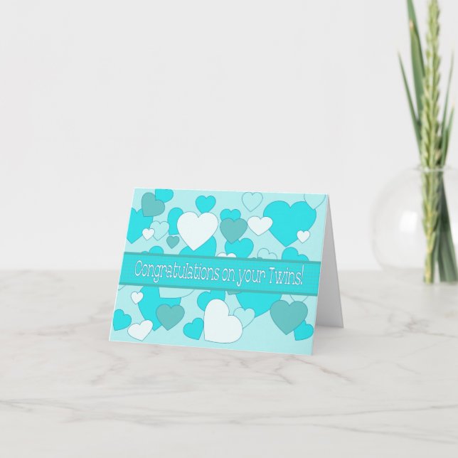 Tarjeta Felicitaciones a Twins Baby Boy (Anverso)