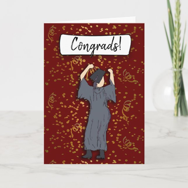 Tarjeta Felicitaciones a un confeti graduado (Anverso)