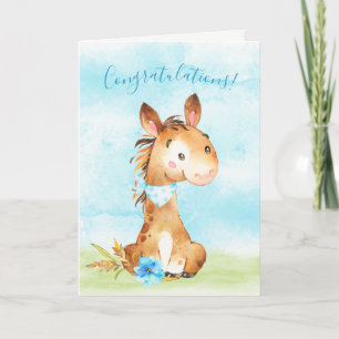 Tarjeta Felicitaciones a Watercolor Boy Horse Farm