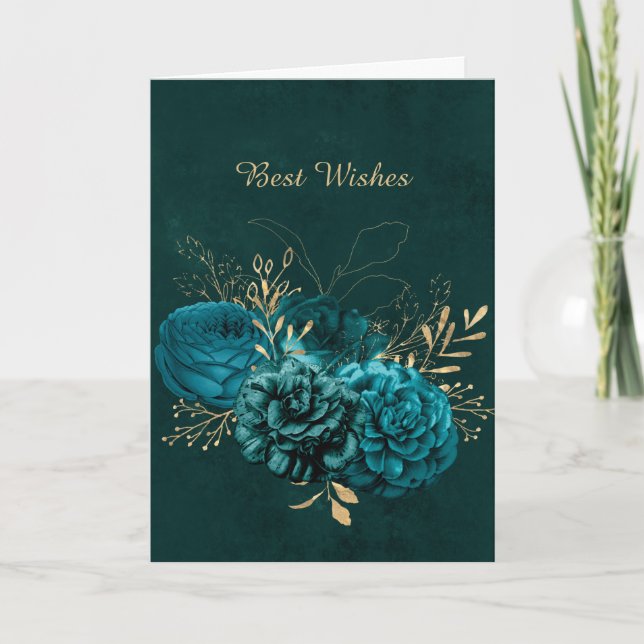 Tarjeta Felicitaciones a WeddingTeal Floral Rustic (Anverso)