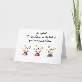 Tarjeta Felicitaciones Abuelos De Bebés Triplet,