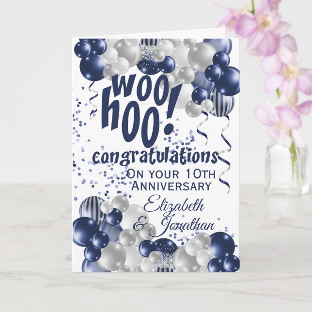 Tarjeta Felicitaciones al 10° aniversario de Blue (Orquídea)