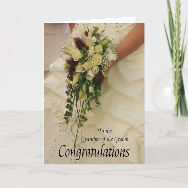 Tarjeta Felicitaciones al abuelo del boda novio (Anverso)