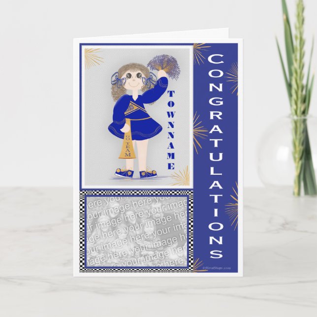 Tarjeta Felicitaciones al animador dorado y azul (Anverso)