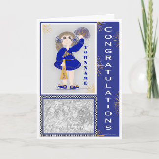 Tarjeta Felicitaciones al animador dorado y azul