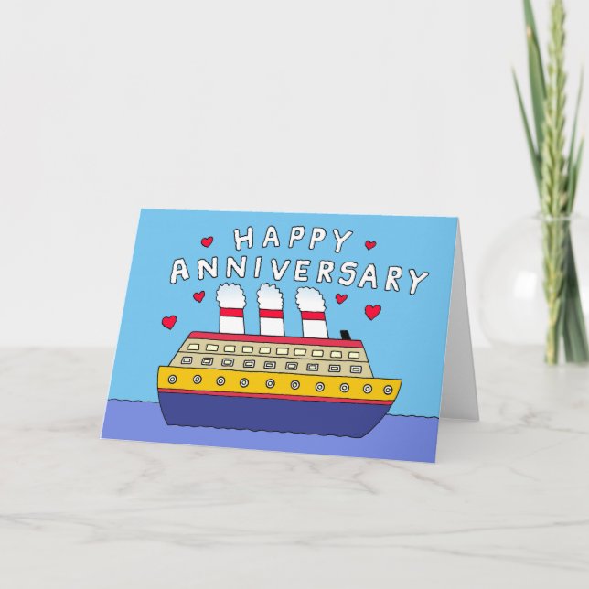 Tarjeta Felicitaciones al aniversario del Boda de cruceros (Anverso)