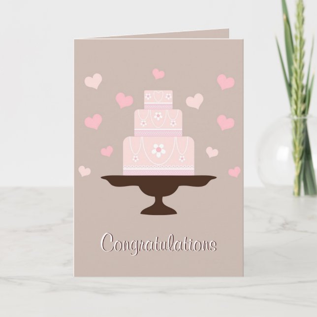 Tarjeta Felicitaciones al Boda bonito Cake (Anverso)