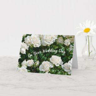Tarjeta Felicitaciones al Boda de Arte White Roses Garden