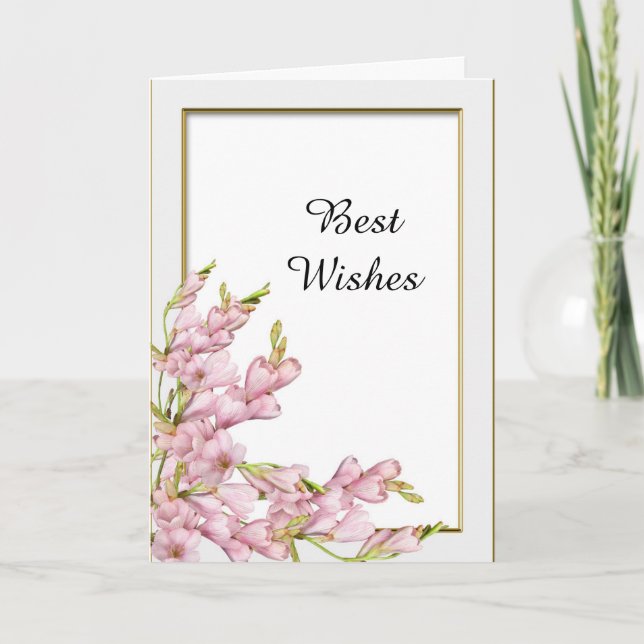 Tarjeta Felicitaciones al Boda del marco dorado de flores  (Anverso)