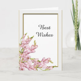 Tarjeta Felicitaciones al Boda del marco dorado de flores 