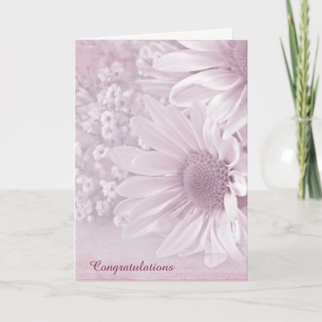 Tarjeta Felicitaciones al Boda Pink Daisy (Anverso)