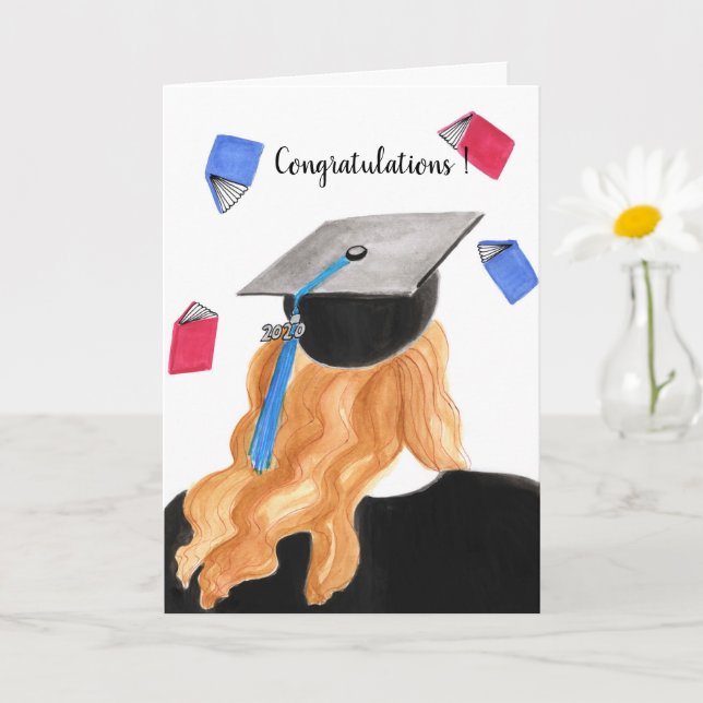 Tarjeta Felicitaciones al Chica de Graduación (Planta pequeña)