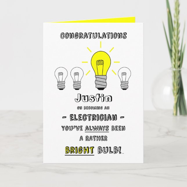Tarjeta Felicitaciones al electricista, el futuro es brill (Anverso)