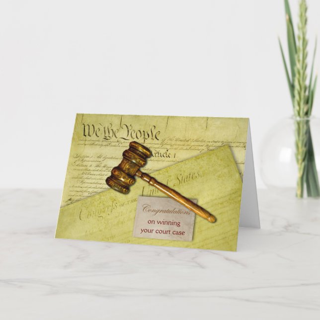 Tarjeta Felicitaciones al Funda Gavel, ganador de la Corte (Anverso)