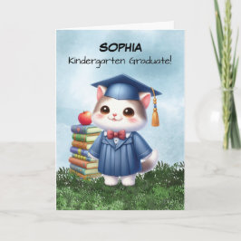 Tarjeta Felicitaciones al gato Chica de graduación de kind