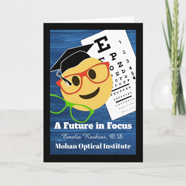 Tarjeta Felicitaciones al médico de la Graduación de Optom (Anverso)