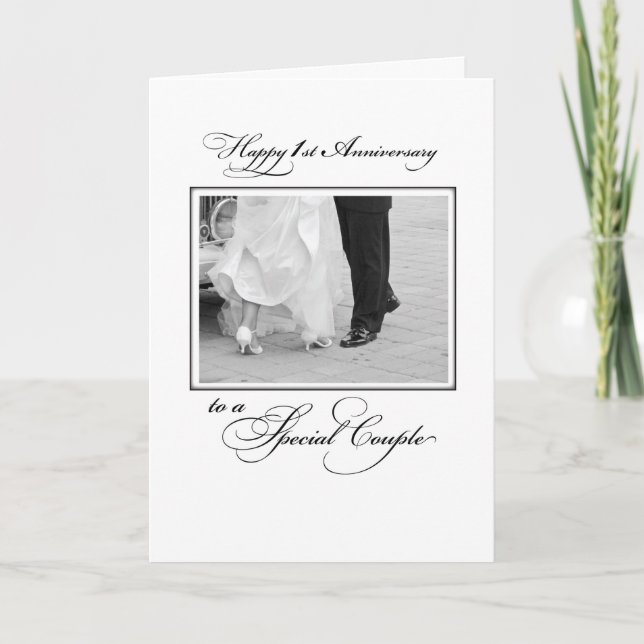 Tarjeta Felicitaciones al primer aniversario Boda (Anverso)