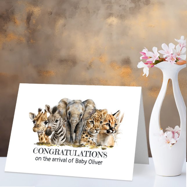 Tarjeta Felicitaciones al Recién nacido de animales de Saf (Subido por el creador)