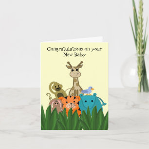 Tarjeta Felicitaciones al Recién nacido Zoológico Animal