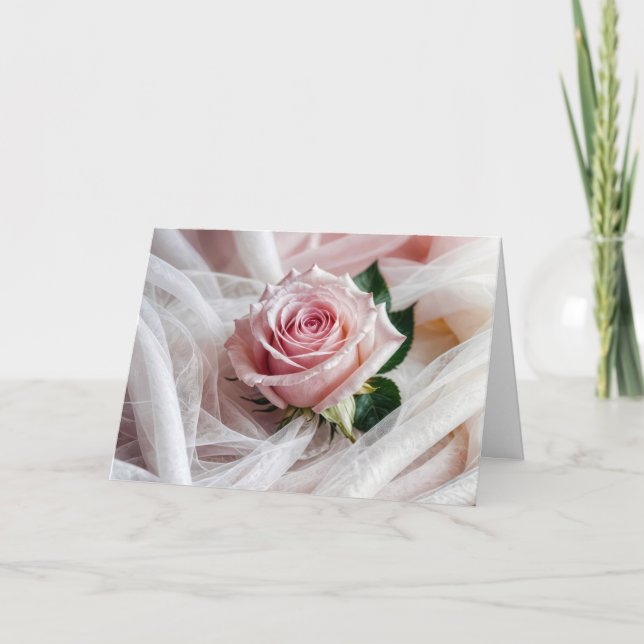 Tarjeta Felicitaciones al Rosa Boda Rosado (Anverso)