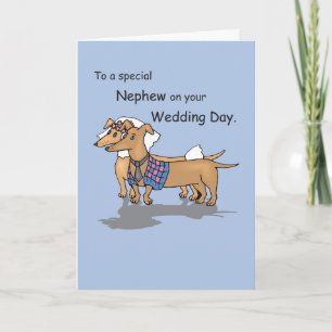 Tarjeta Felicitaciones al sobrino Daschunds Dogs Boda