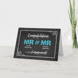 Tarjeta Felicitaciones al Sr. Black Damask Engagement