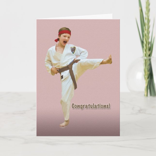 Tarjeta Felicitaciones, Avance de Karate Belt, Brown (Anverso)
