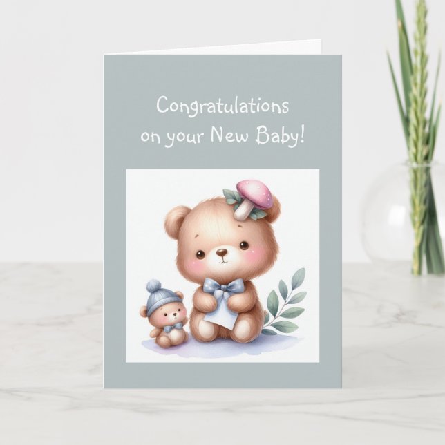 Tarjeta Felicitaciones Baby Fun Teddy Bear (Anverso)