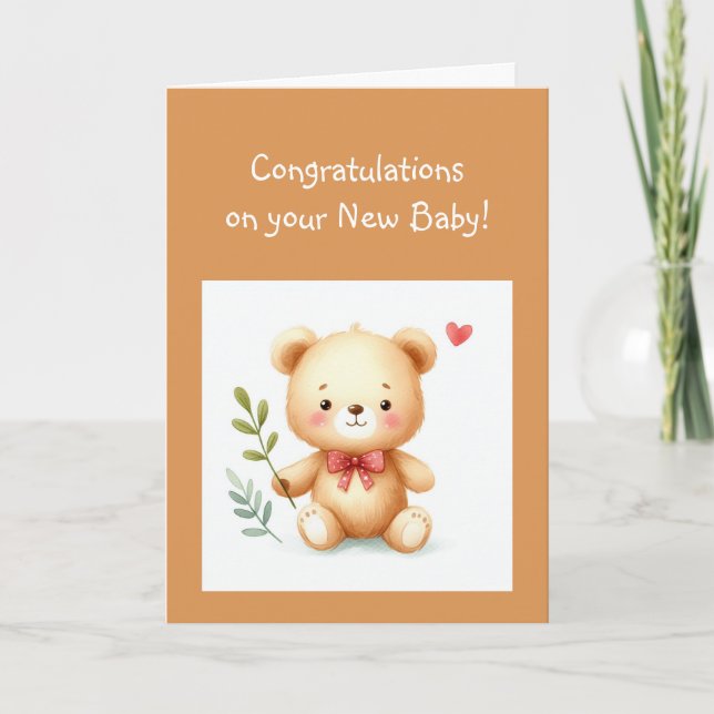 Tarjeta Felicitaciones Baby Fun Teddy Bear (Anverso)