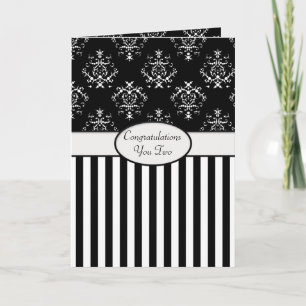 Tarjeta Felicitaciones barrocas en franja blanca y negra