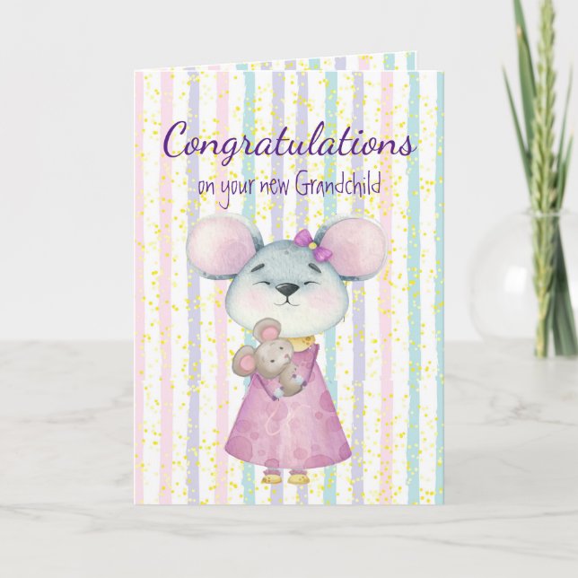 Tarjeta Felicitaciones bebé, diversión, dulce animal del r (Anverso)