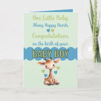 Felicitaciones bebé lindo jirafa azul
