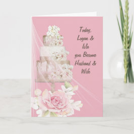 Tarjeta Felicitaciones Boda Card Cake & Flowers