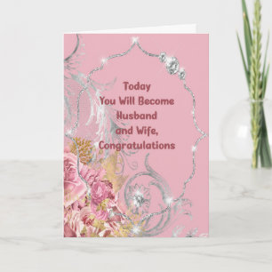 Tarjeta Felicitaciones Boda Card con diamantes falsos