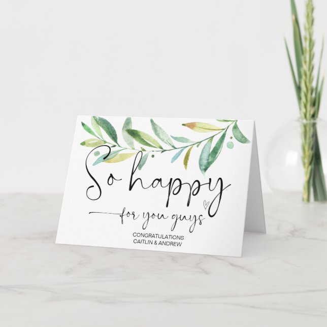 Tarjeta Felicitaciones Boda Cute Participación Tan Feliz C (Anverso)