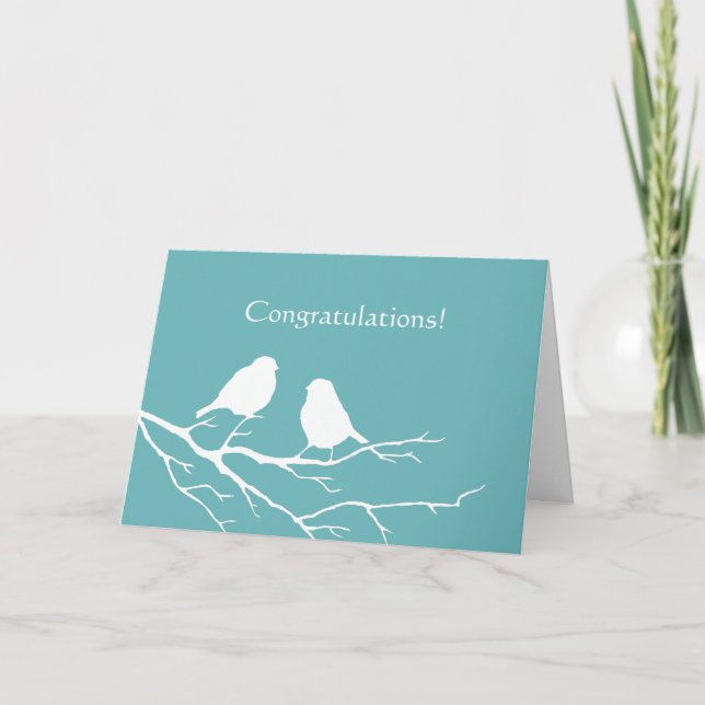 Tarjeta Felicitaciones Boda Cute Sparrow Bird Blue (Anverso)