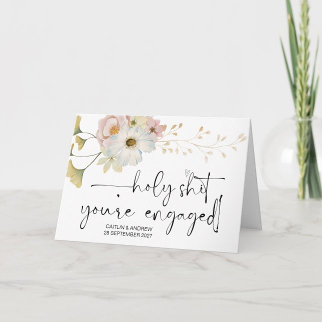 Tarjeta Felicitaciones Boda Engagement Bride and Groom (Anverso)