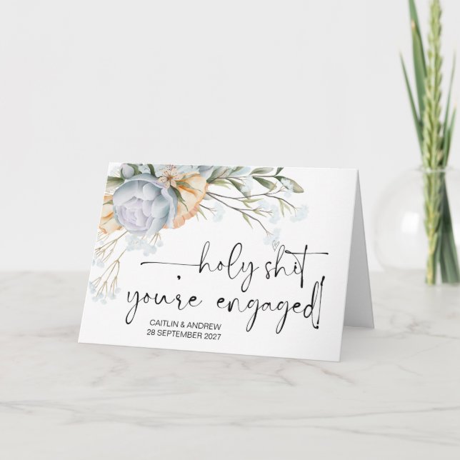Tarjeta Felicitaciones Boda Engagement Bride and Groom (Anverso)