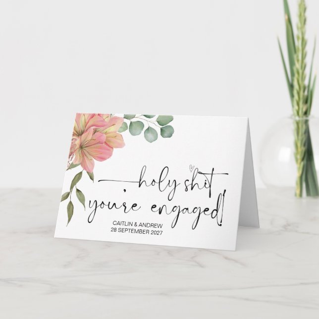 Tarjeta Felicitaciones Boda Engagement Bride and Groom (Anverso)