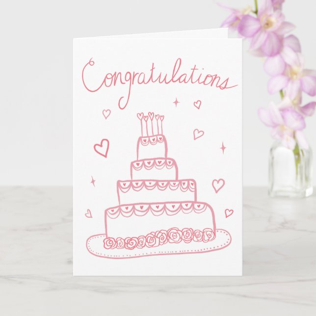 Tarjeta Felicitaciones Boda Engagement Sketch Doodle (Orquídea)