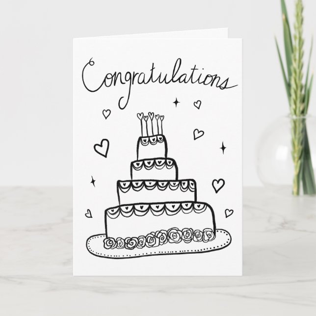 Tarjeta Felicitaciones Boda Engagement Sketch Doodle (Anverso)