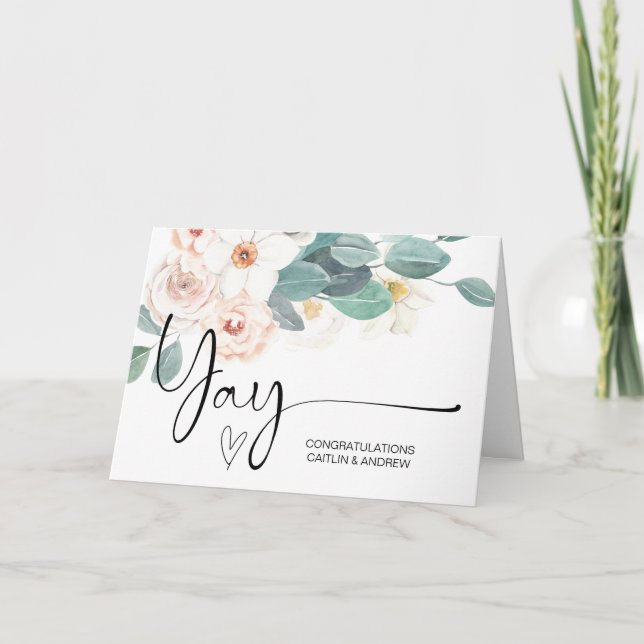 Tarjeta Felicitaciones Boda Engagement Yay Recién nacido (Anverso)