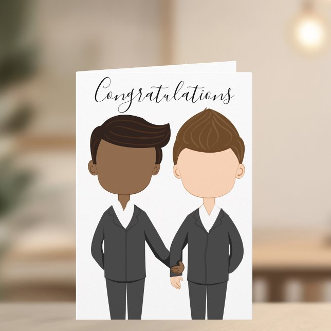 Tarjeta Felicitaciones Boda Gay Interracial Hombres Pareja (Subido por el creador)