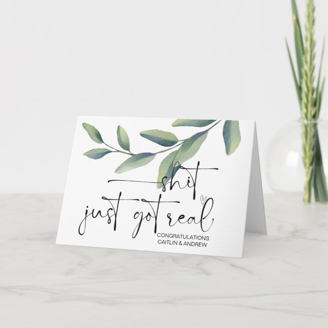 Tarjeta Felicitaciones Boda Newly Weds Bride and Groom (Anverso)
