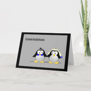 Tarjeta Felicitaciones Boda- Pingüinos