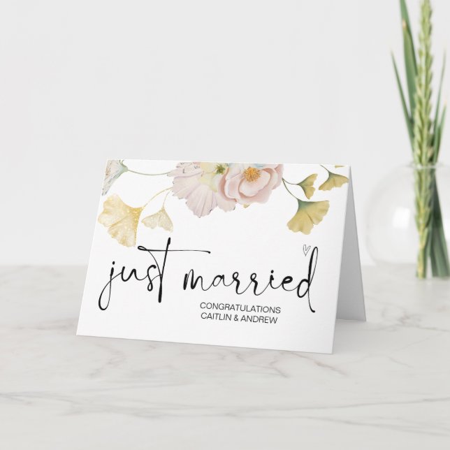 Tarjeta Felicitaciones Boda recién casada novia y novio (Anverso)