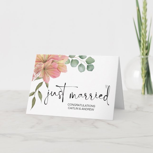 Tarjeta Felicitaciones Boda recién casada novia y novio (Anverso)